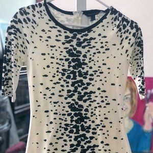Black and White Abstract Print Mid Length Fitted Dress Size 6